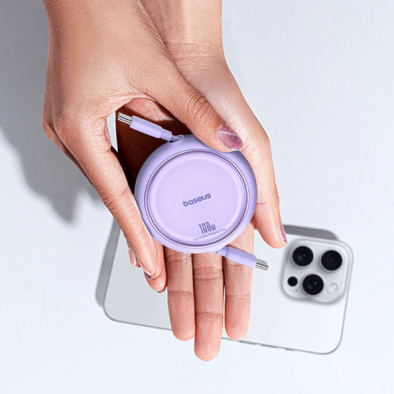 Кабель Baseus Free2Draw Mini Retractable Charging Cable Type-C to Type-C 100W 1m Nebula Purple Київ - фото 10