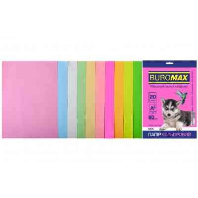 Бумага Buromax А4, 80g, PASTEL+NEON, 10colors, 20sh (BM.2721720-99) Винница