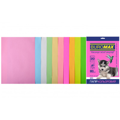Папір Buromax А4, 80g, PASTEL+NEON, 10colors, 20sh (BM.2721720-99) Вінниця - фото 1