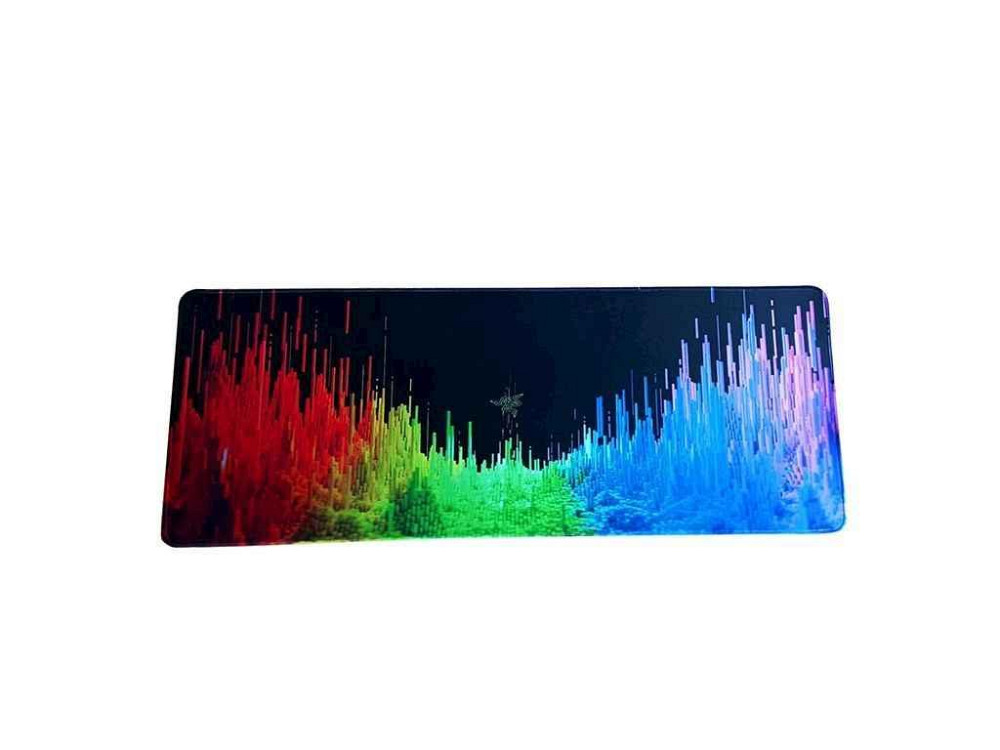 Коврик для мышки 800х300мм Абстракция волны RGB 2 черный с боковой прошивкой антискользящая основа ТМ GERLAX Киев - изображение 1
