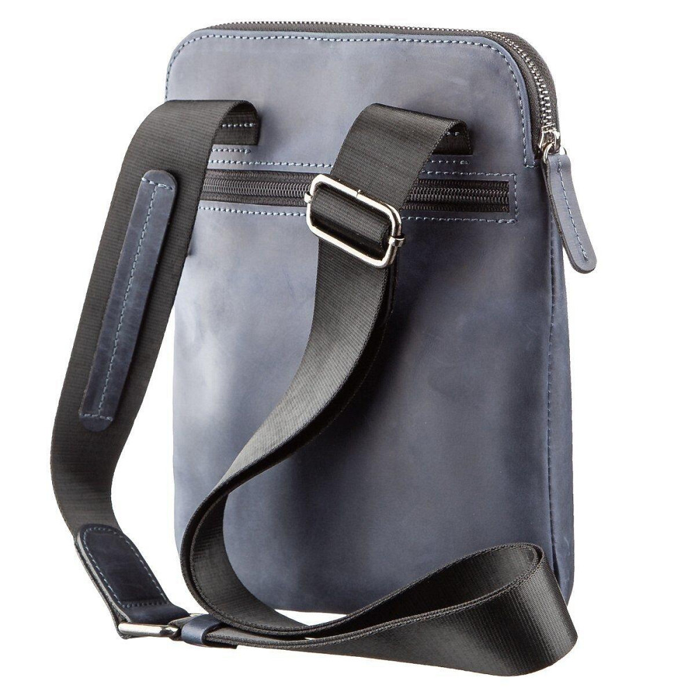 Стильний чоловічий месенджер з вінтажній шкіри Shvigel 11179 Синій Київ - фото 5