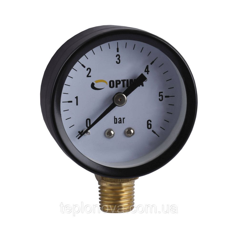 Манометр Optima 6 атм. 50 мм сталевий корпус нижнє під'єднання ( Y50 - YFC-1 ) Чернівці - фото 1
