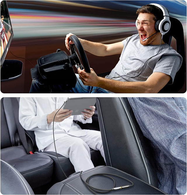 Аудіо кабель AUX 3.5mm jack UGreen з кутовим L-подібним штекером AV188 20494 (Чорний, 1м) Николаев - изображение 8