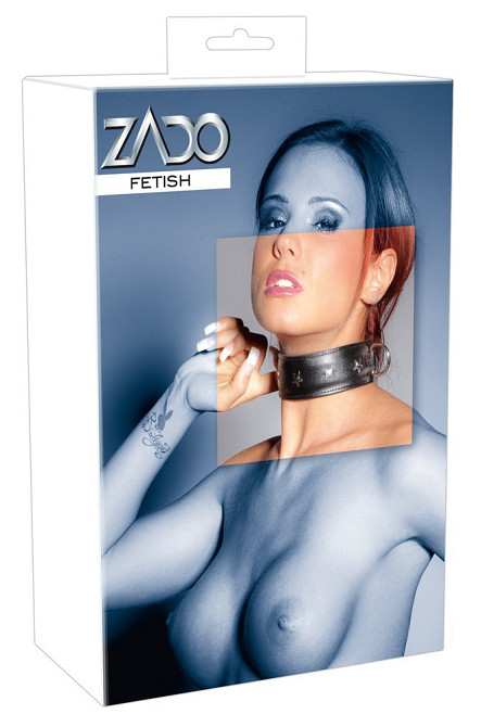 Ошейник широкий Zado FETISH из D-кольцами, кожаный, черный Sex Aura Киев - изображение 2