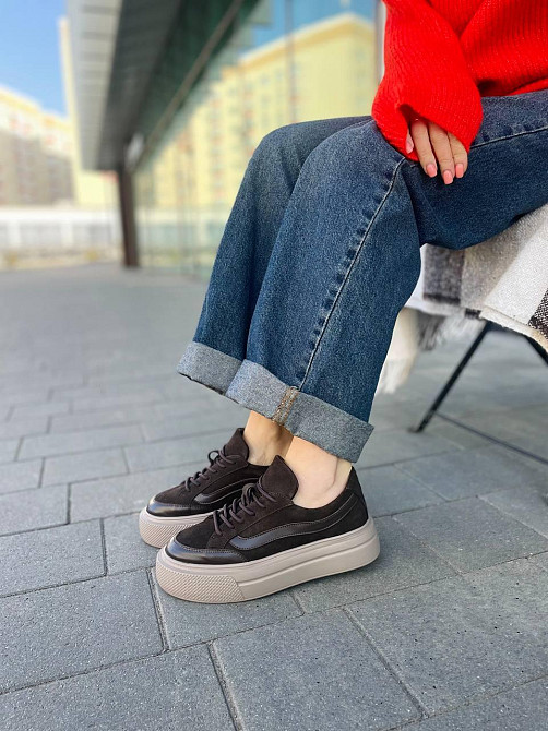 Кеди жіночі M.KRAFT коричневі шкіра+замша весна-осінь розмір 37-40 (21605) Коломыя - изображение 10