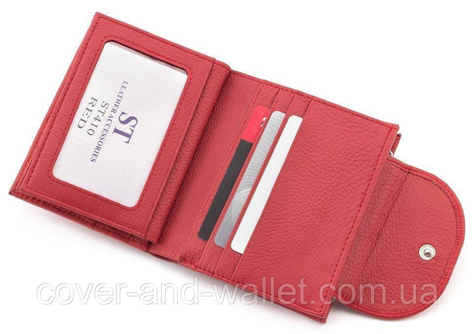 Небольшой женский кожаный портмоне красного цвета на много карточек ST 410 Киев - изображение 4