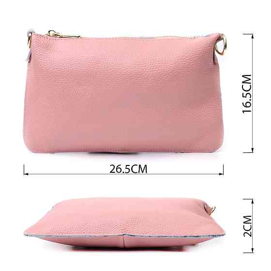 Красива жіноча сумка-клатч з двома ременями з натуральної шкіри Vintage 22644 Рожева Київ