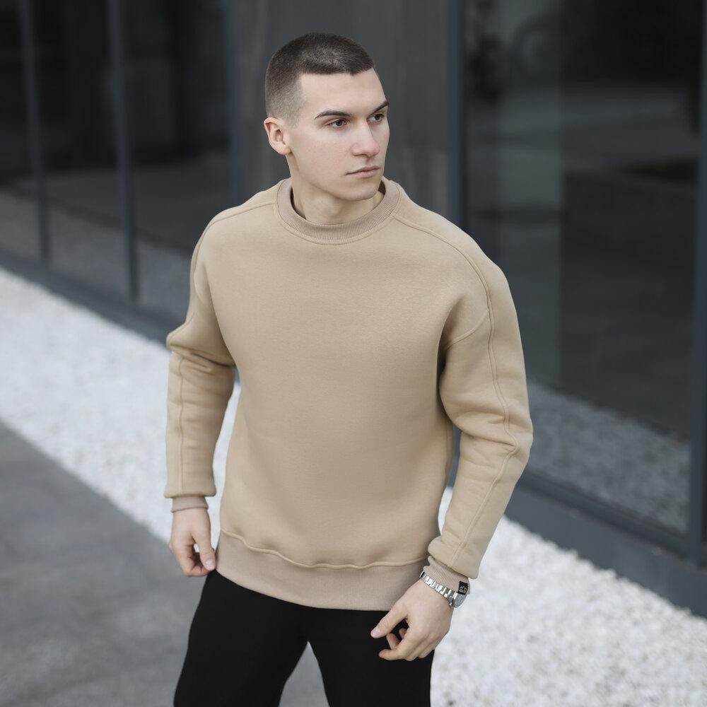 Бежевый свитшот теплый для мужчин. Оверсайз свитшот бежевый Pobedov Hubble Киев - изображение 1