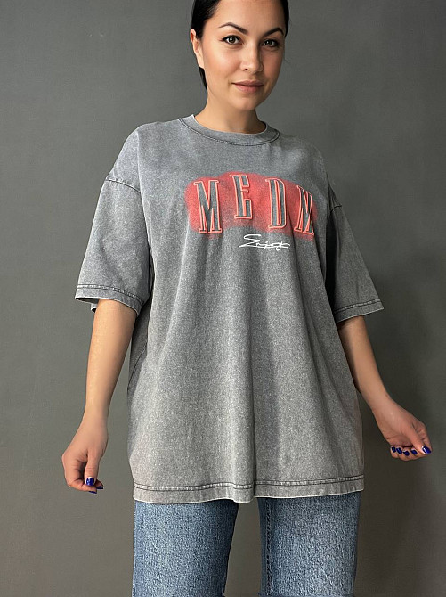 Футболка женская YUJIE YISHANG 160 оверсайз тай-дай большие размеры, серый, one size Киев - изображение 10