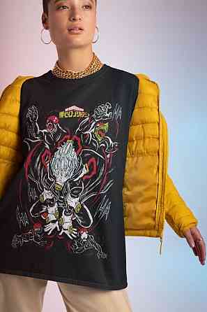 Футболка з аніме принтом Моя геройська академія оверсайз (S/M/L) Чорний AnimeJ0877 Дніпро