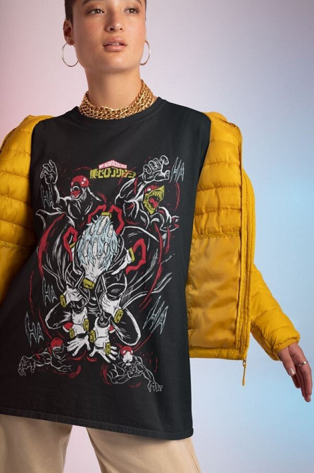 Футболка з аніме принтом Моя геройська академія оверсайз (S/M/L) Чорний AnimeJ0877 Дніпро - фото 3