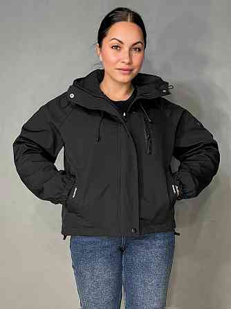 Куртка женская YZY 30128 ветровка оверсайз с капюшоном на подкладке one size, черный, one size Киев