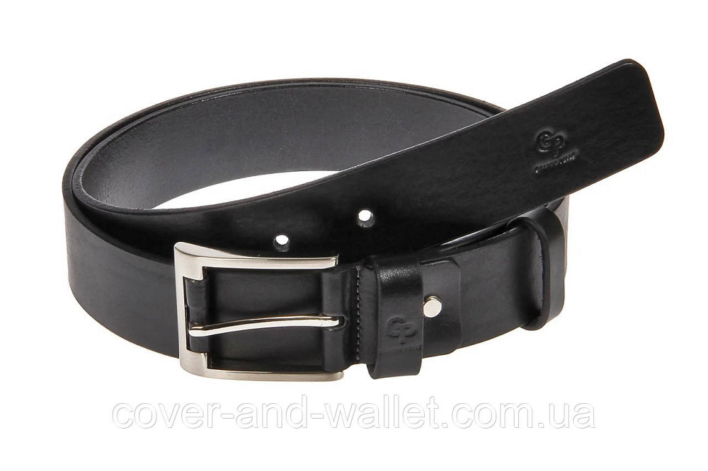 Елітний чоловічий шкіряний ремінь чорного кольору Grande Pelle Rullo 38мм Київ - фото 4