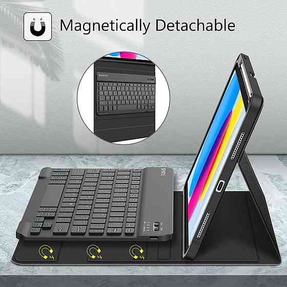 Чохол-клавіатура Fintie CPAS004 Чорний для iPad 10.9 (10‑те покоління, 2022) A2757/A2777 знімна Bluetooth клавіатура тримач Pencil Київ