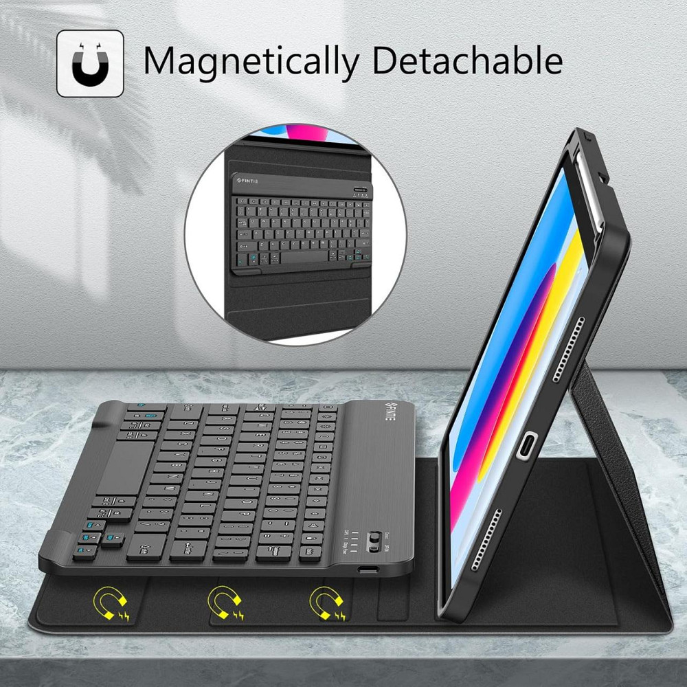 Чохол-клавіатура Fintie CPAS004 Чорний для iPad 10.9 (10‑те покоління, 2022) A2757/A2777 знімна Bluetooth клавіатура тримач Pencil Київ - фото 6