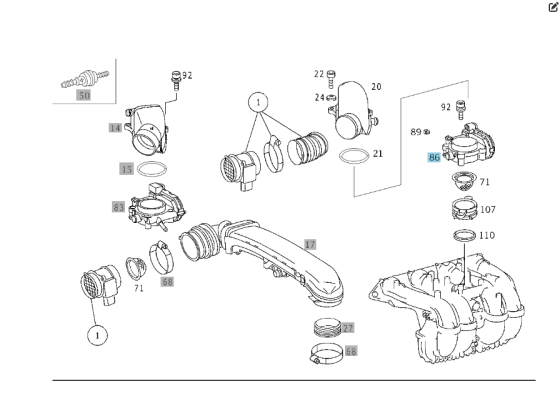 Mercedes-Benz  A1111410325 Дросельна заслінка M111 Одеса