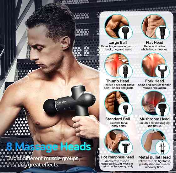 Перкусійний масажер Booster Lightsaber 4000mah (8 насадок) Київ