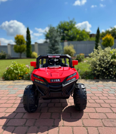 Детский электромобиль ДЖИП БАГГИ двухместный (4 двигателя, пульт, свет, музыка), Красный Киев