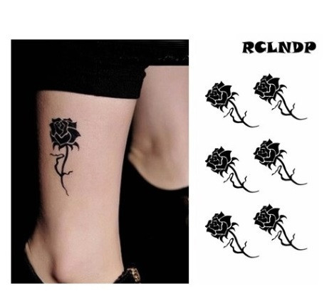 Тимчасове тату наклейка Троянди 10 на 6 см чорний Київ - фото 1