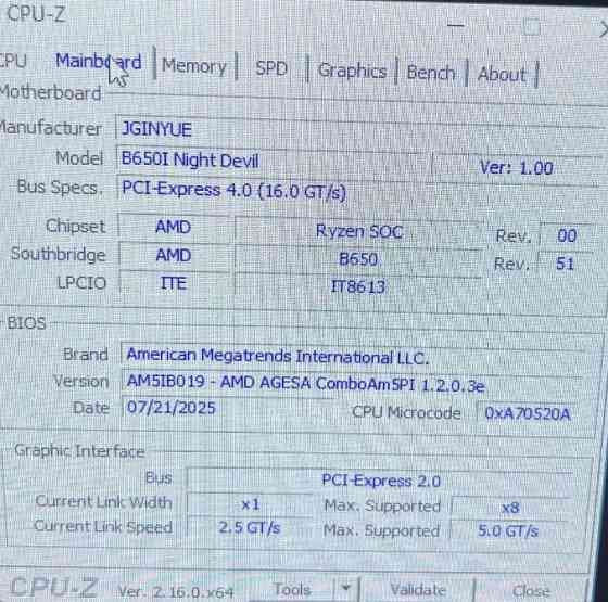 Материнська плата JGINYUE B650I Night Devil (sAM5, DDR5, Wi-Fi, ITX) Харків