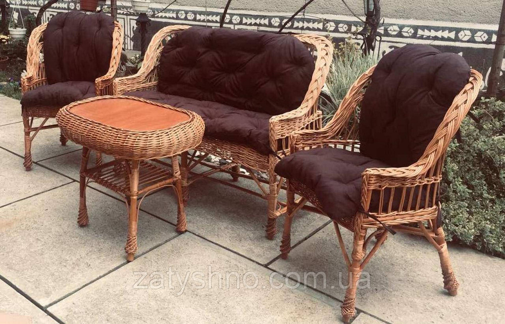 Мебель плетеная с накидками | мебель из лозы с подушками | мебель  натуральная с небольшим столом Киев - изображение 7