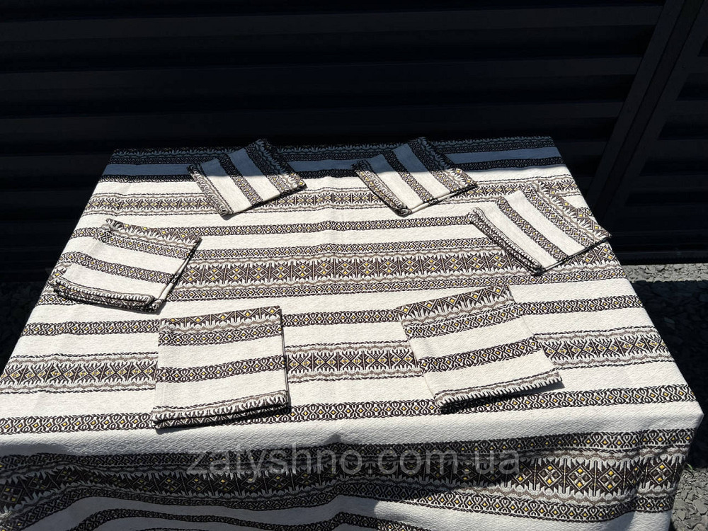 Вишита кавова скатертина на льону Київ - фото 7