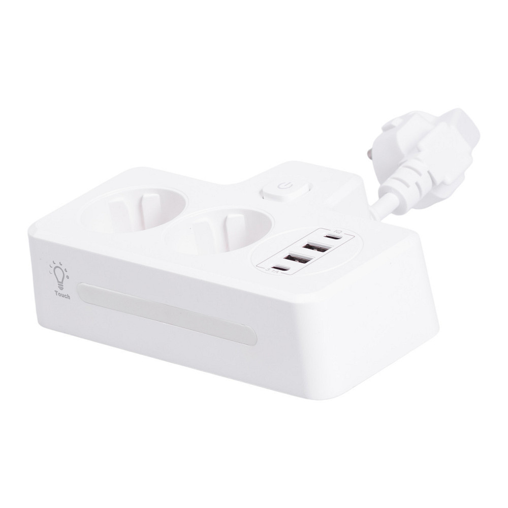 Сетевой фильтр с 2 евро розетками и 4 USB-портами белый Киев - изображение 3