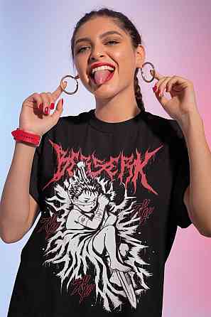 Футболка для мальчика аниме Берсерк Гутс Кид Манга оверсайз (рост от 165 до 180 ) Черний AnimeJ0325m Днепр