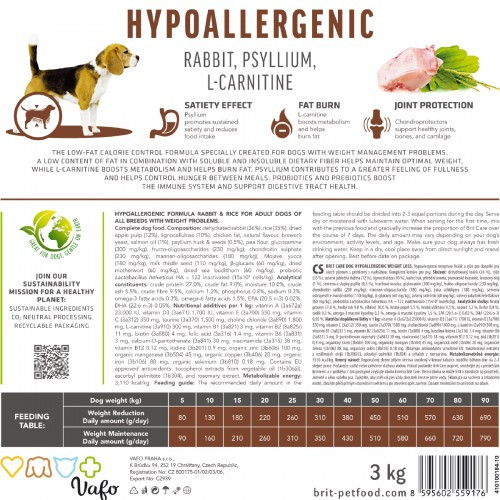 Корм сухий Brit Care Dog Hypoallergenic Weight Loss для собак із зайвою вагою гіпоалергенний з кроликом 1 кг Київ - фото 6