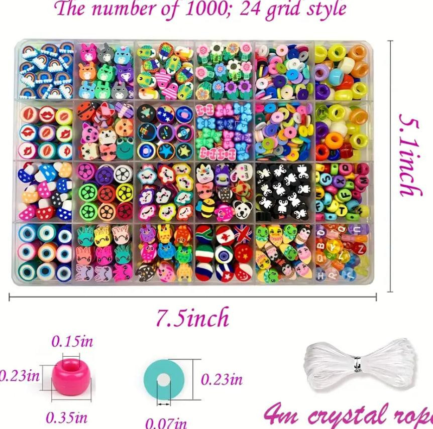 Набор из 1000 бусин для браслетов и украшений, акрил и полимерная глина, разноцветные бусины. Киев - изображение 5