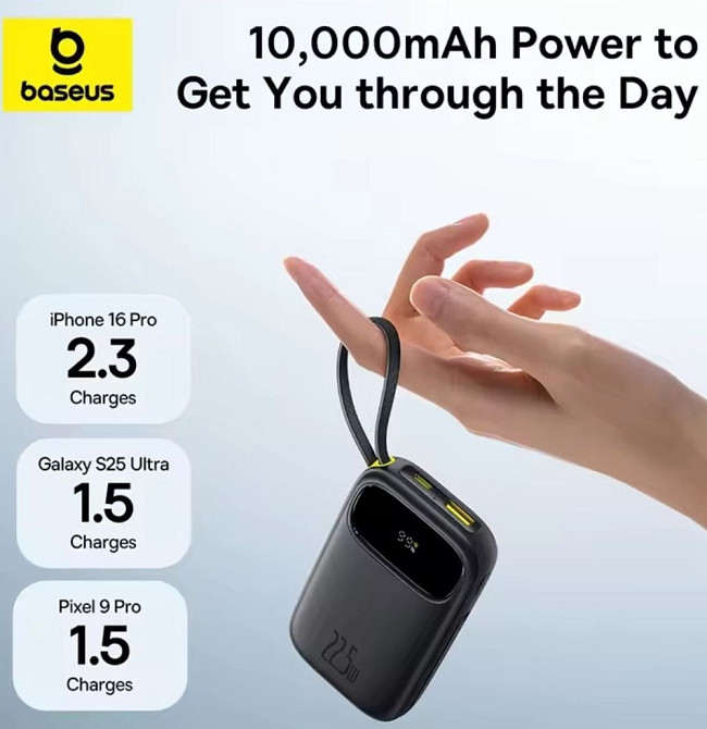 ПАВЕРБАНК Baseus 10000mAh (белый/черный) | Быстрая зарядка 22.5W Киев - изображение 4