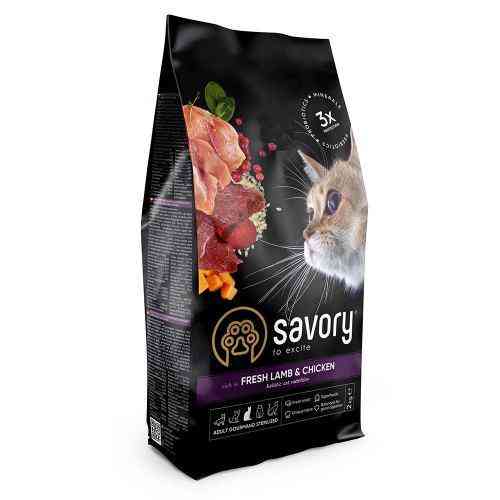 Сухий корм Savory для стерилізованих котів, зі свіжим ягням і куркою, 2 кг Київ