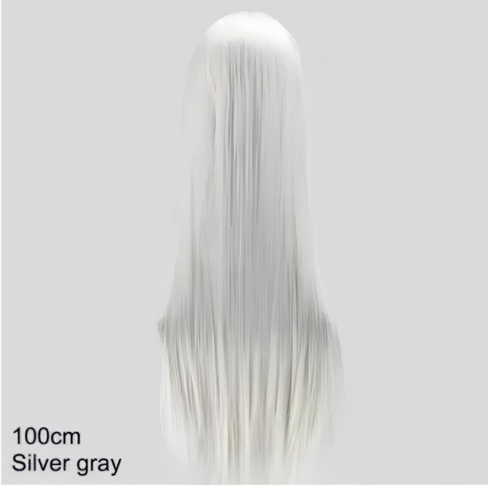 Длинные серые парики RESTEQ 100см, прямые волосы, парики из высококачественных синтетических термостойких волокон Киев - изображение 3