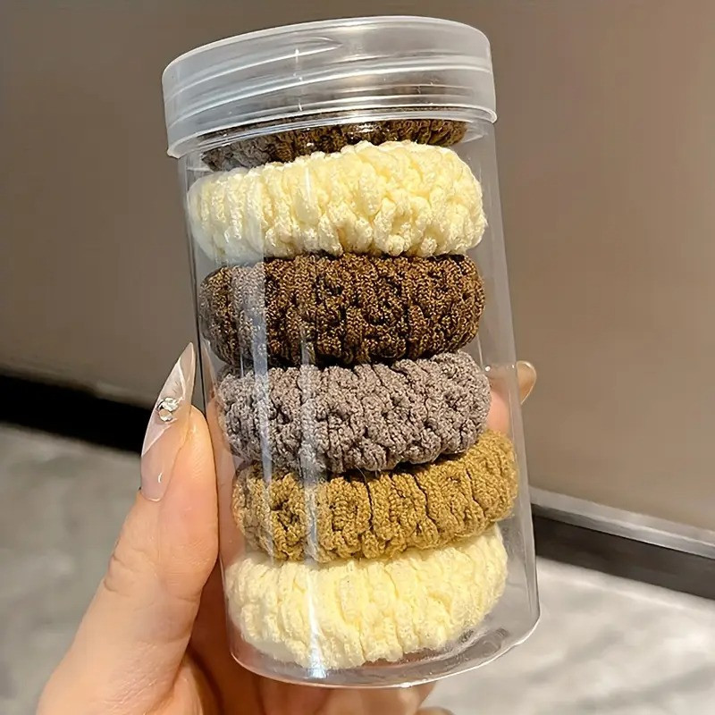 Набір жіночих гумок для волосся, пучків, хвостів м'які 6 шт, міцні, спандекс еластичні, однотонні різнокольорові Кам'янець-Подільський - фото 1