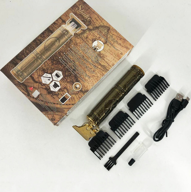 Машинка Для Стрижки Аккумуляторная Мужская Электрическая Триммер Для Бороды Золотистый Беспроводная Shuke Киев - изображение 4