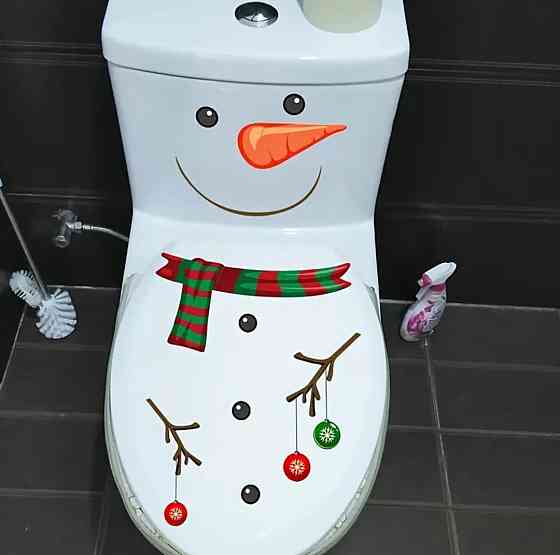 Святкова наклейка Сніговик для ванної кімнати 30 на 30 см білий Київ