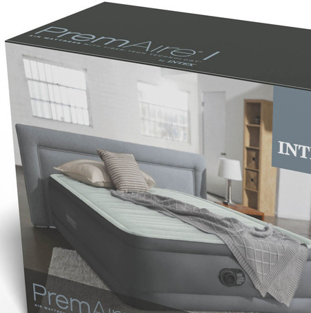 Кровать надувная двуспальная Intex PremAire со встроенным электронасосом 203х152х46 см Киев - изображение 3