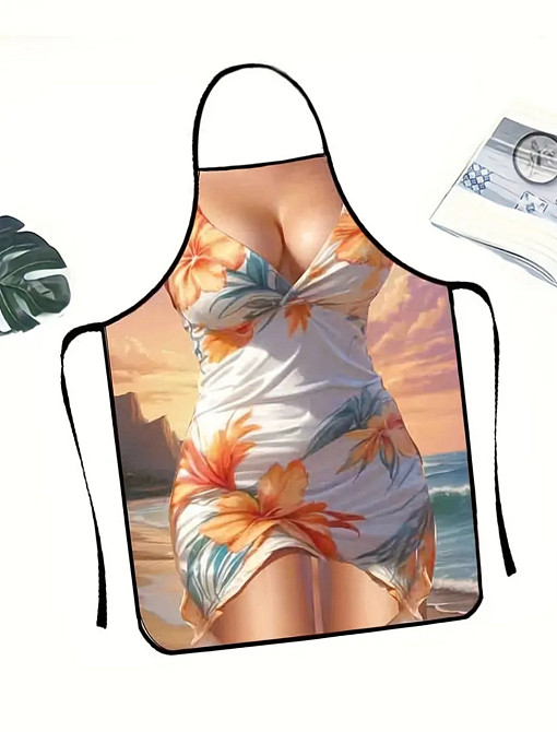 Фартух з приколом для жінок Сукня с квітами 80 на 60 см різнобарвний Київ - фото 2