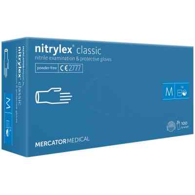 Медицинские перчатки Mercator Medical Nitrylex Classic Нитриловые Неопудренные диагностические Размер M Синие 100 шт. (3.1010) (5906615004905) Винница
