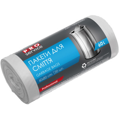 Пакеты для мусора PRO service Professional Белые 60х80 см 60 л 20 шт. (4823071664669) Винница - изображение 1