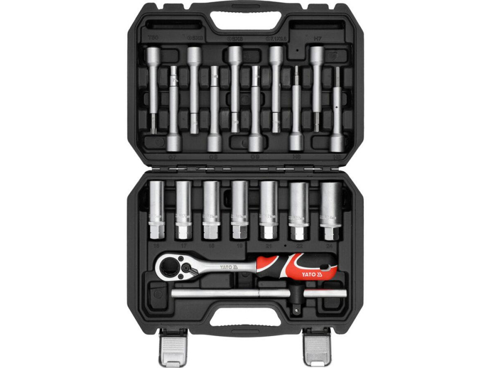 Ключі для кріплення амортизаторів YATO з тріщаткою, до квадрату 1/2", кпл. 19 шт [5] Одеса - фото 1