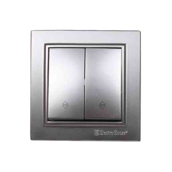 Выключатель двойной проходной, Enzo серебряный камень Днепр