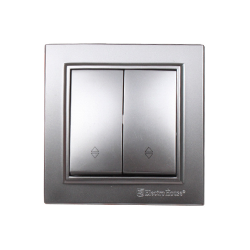 Вимикач подвійний прохідний,  Enzo  срібний камінь Дніпро - фото 1