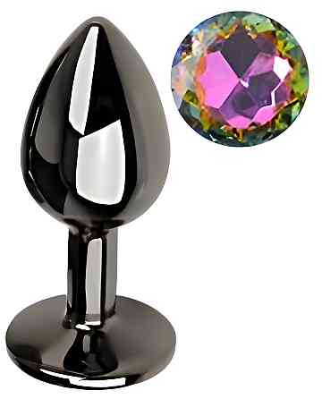Анальная пробка с кристаллом EGZO - Dark Gray Round Plug Rainbow, size S Sex Aura Киев