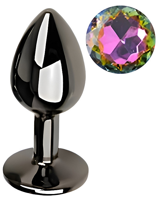 Анальная пробка с кристаллом EGZO - Dark Gray Round Plug Rainbow, size S Sex Aura Киев - изображение 2