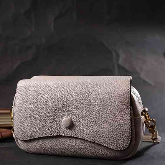 Красива сумка жіноча з клапаном з натуральної шкіри Біла (Vintage) Київ