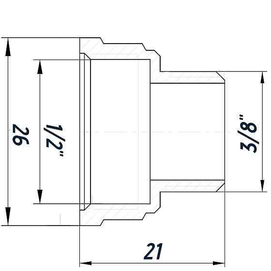 Перехідник редукційний 1/2″х3/8″ВЗ нікельований восьмигранний NK323O OPTIMUM Киев