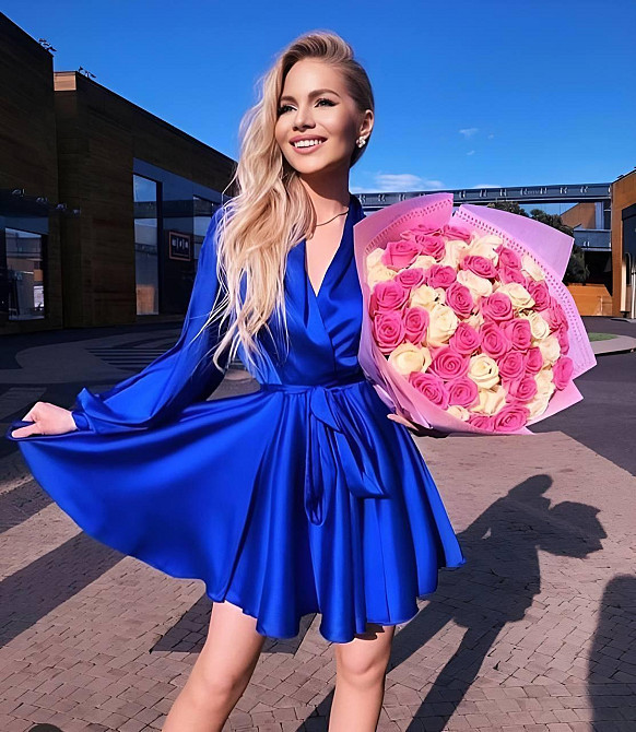 Жіноче вечірнє романтичне мініплаття шовк Електрик Одеса - фото 2