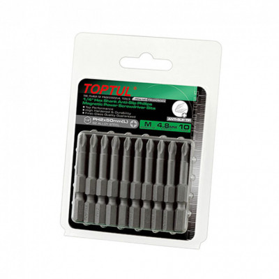 Набор бит Toptul для шуруповертов магнитных 10шт 1/4