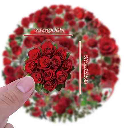 Набор прозрачных наклеек с розами 50 шт – цветочный декор Киев